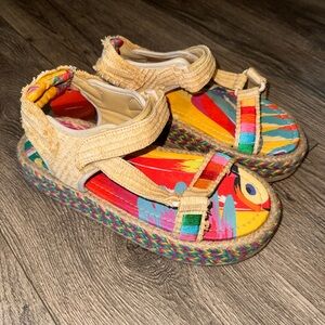 FARM Rio Colorful Tropical Flat form Velcro Sandals